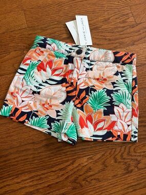 Janie and Jack Navy Tropical Floral Cotton Blend Shorts